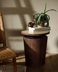 KWANDO sidebord med travertinplade - natur