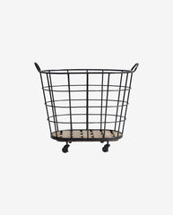 DOWNTOWN trådkurv med hjul - h73 cm - sort