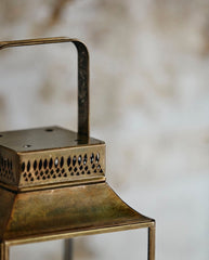 ANTIQUE lanterne i jern - h38 cm - guld finish