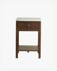 BILLE sengebord - brun/hvid marmor