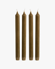 CANDLE, stearinlys, sæt m/4, 25cm - grøn