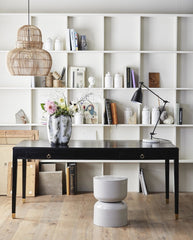 EMS skrivebord i mangotræ - 179x90 - sort/guld finish
