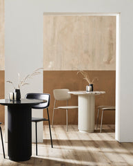 ERIE cafebord i træ og marmor - råhvid, brun, beige