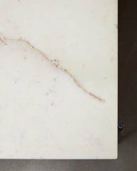 DEE spisebord / arbejdsbord i jern og marmor - 142x70 - hvid/sort