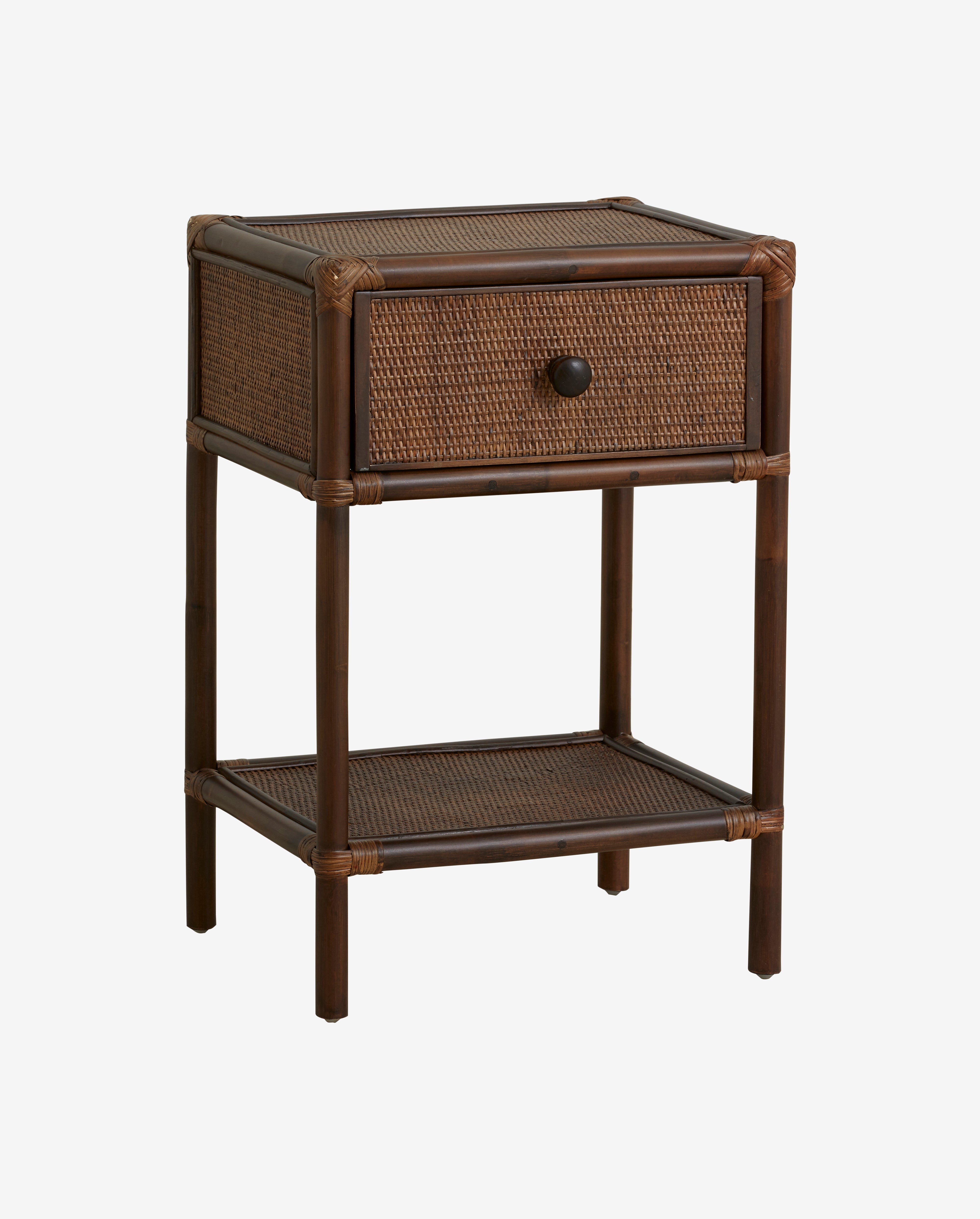 HAYES sidebord/sengebord i rattan - brun