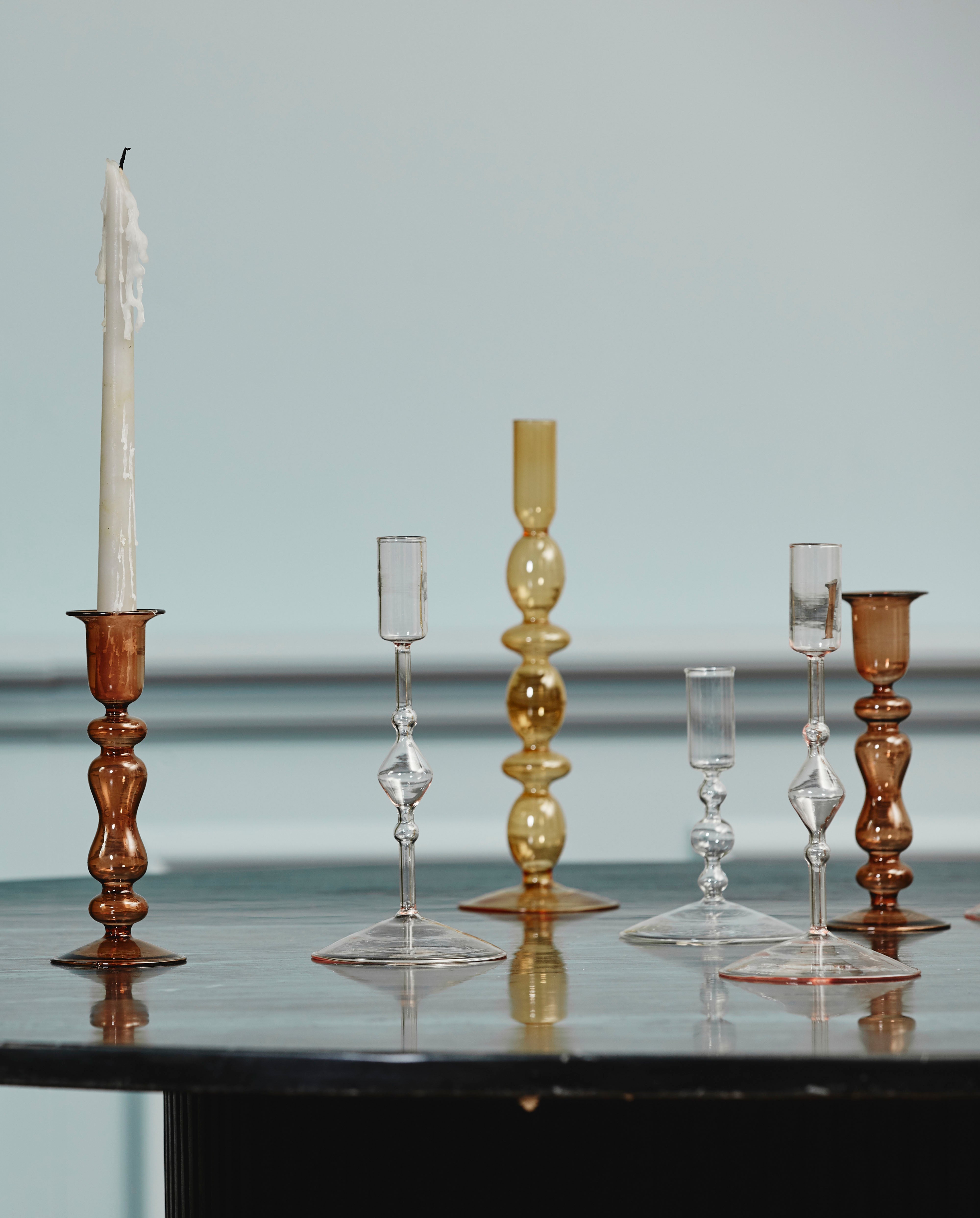 CHIROS lysestage i glas - h15 cm - klar glas