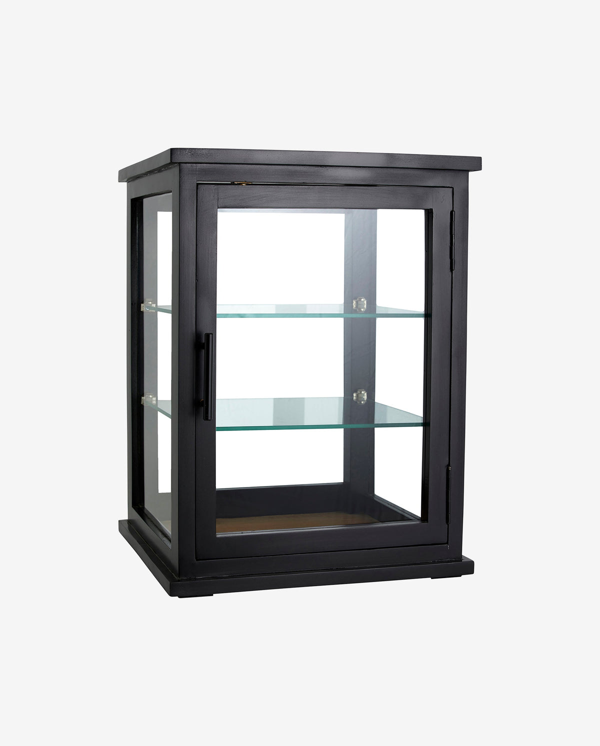ARNO glasmontre/display i træ - 50x37 cm - sort/natur