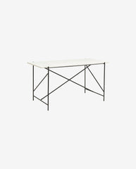 DEE spisebord / arbejdsbord i jern og marmor - 142x70 - hvid/sort