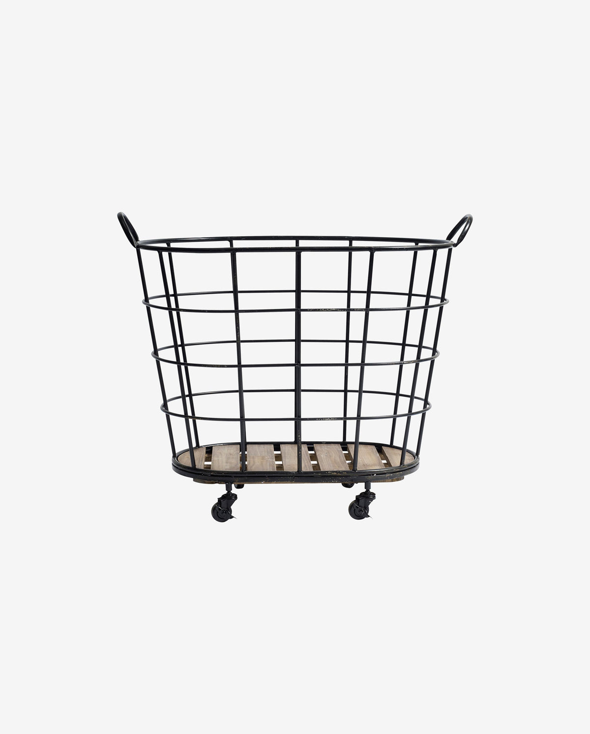 DOWNTOWN trådkurv med hjul - h73 cm - sort