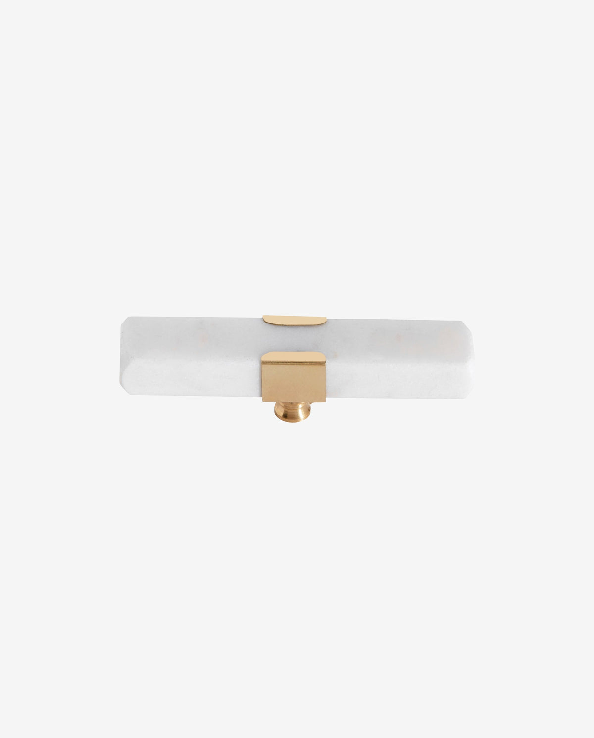Knage / krog i marmor og messing - l8 cm - hvid