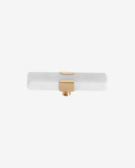 Knage / krog i marmor og messing - l8 cm - hvid
