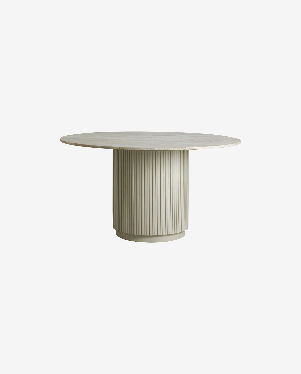 ERIE rundt spisebord i træ og marmor - ø140 cm - råhvid, brun, beige