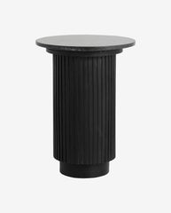 ERIE rundt sidebord i træ og marmor - ø40 cm - sort