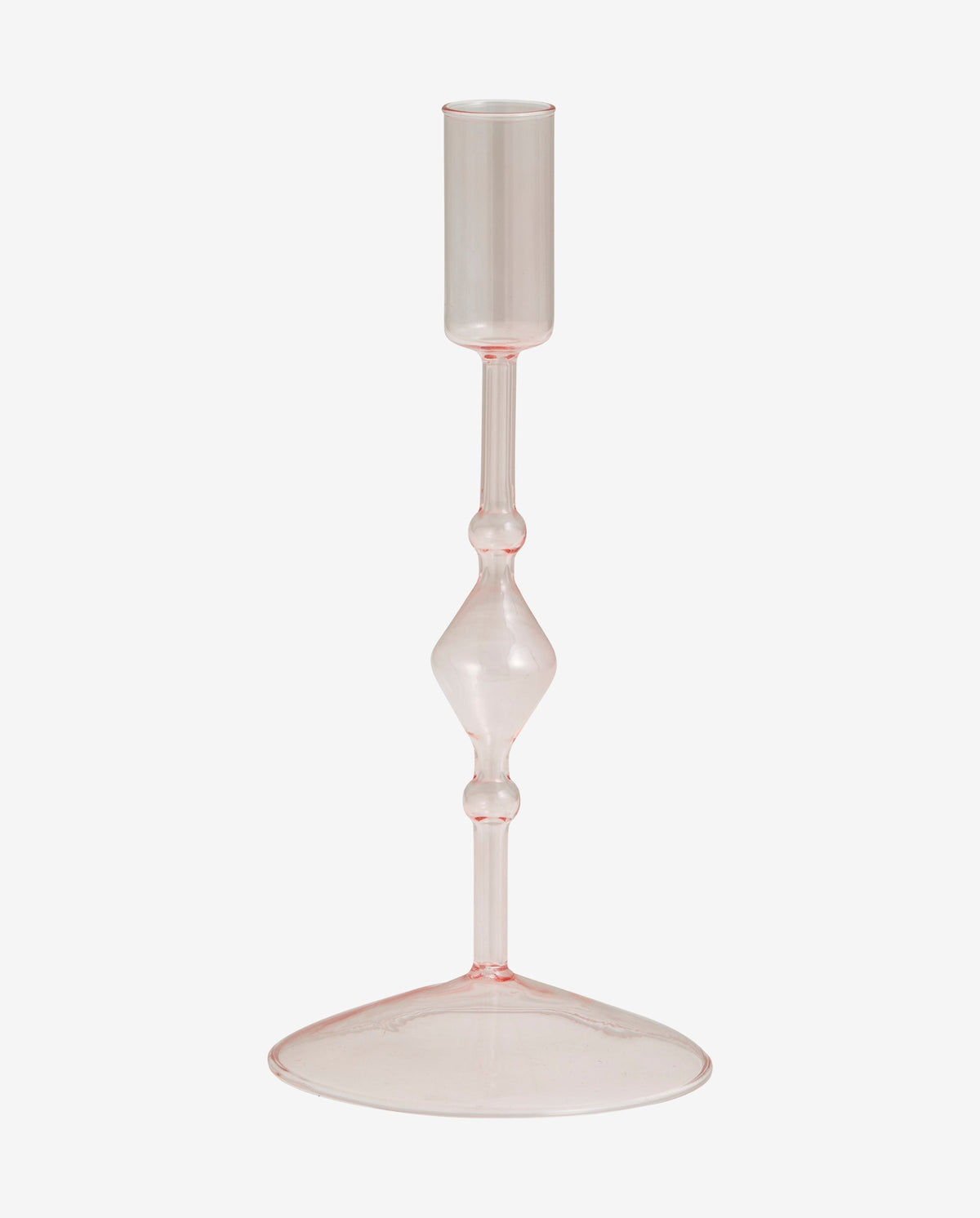 CHIROS lysestage i glas - h22 cm - lys pink