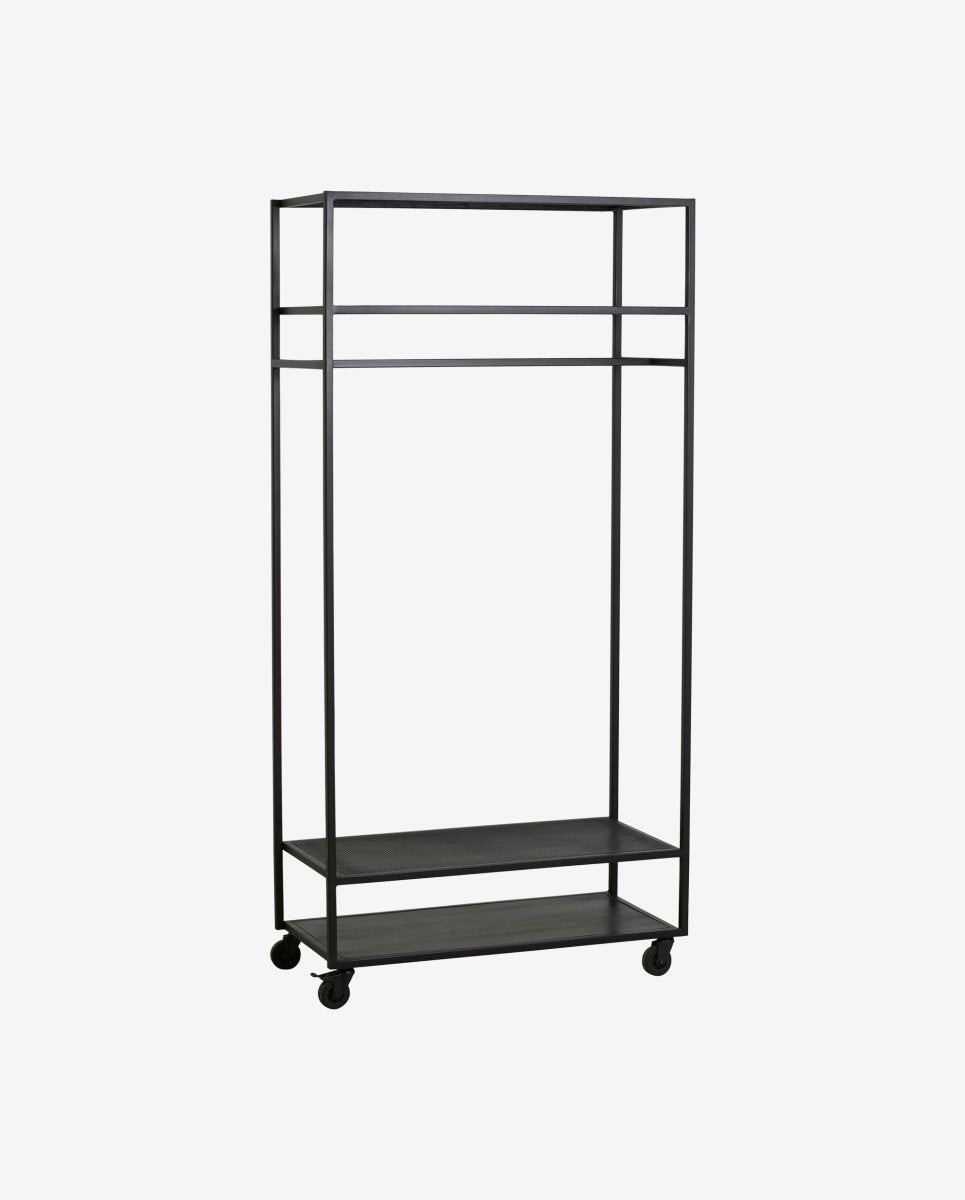ALTA garderobestativ i jern med hjul - 190x93 cm - sort