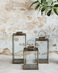 ANTIQUE lanterne i jern - h27 cm - guld finish