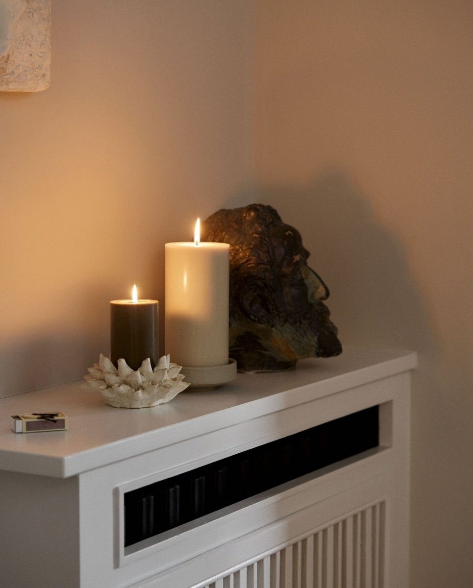 CANDLE, bloklys, 9,6x20cm - beige
