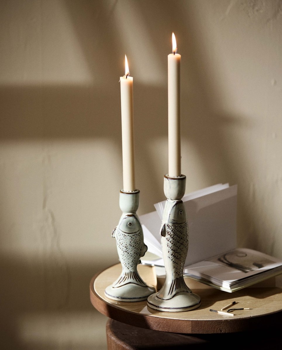 CANDLE, stearinlys, sæt m/4, 25cm - beige