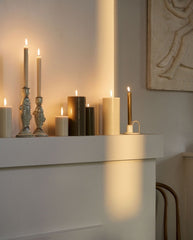CANDLE, stearinlys, sæt m/4, 25cm - grøn