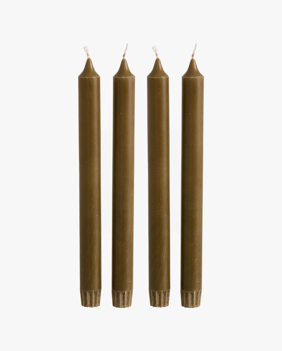 CANDLE, stearinlys, sæt m/4, 25cm - grøn