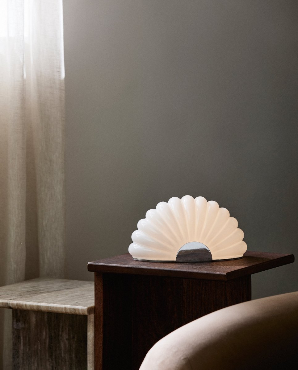 CHIA lampe m. krom finish - hvid