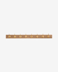 EDGY knagerække i træ med 8 messing knager - 90 cm - camel