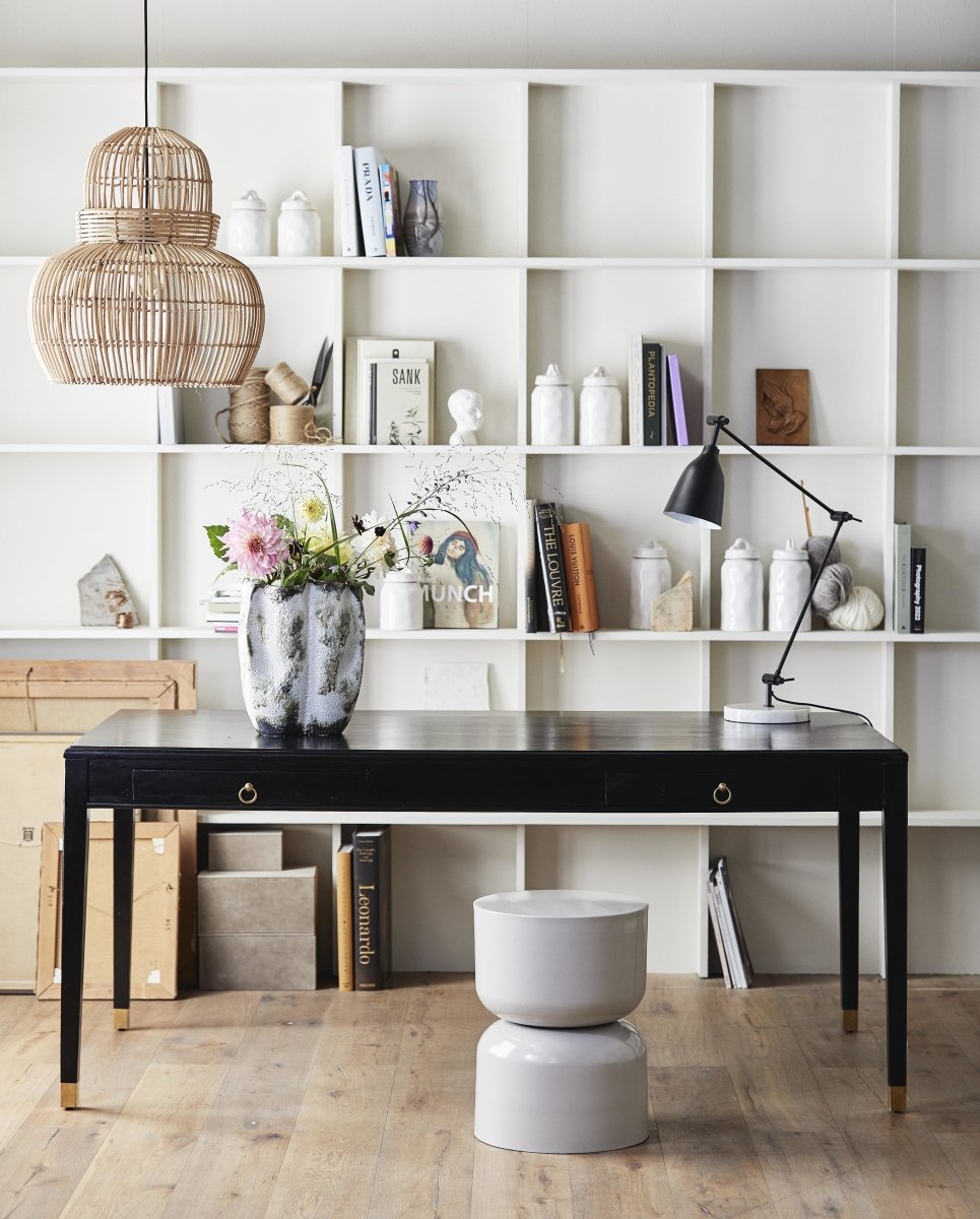 EMS skrivebord i mangotræ - 179x90 - sort/guld finish