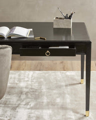 EMS skrivebord i mangotræ - 179x90 - sort/guld finish