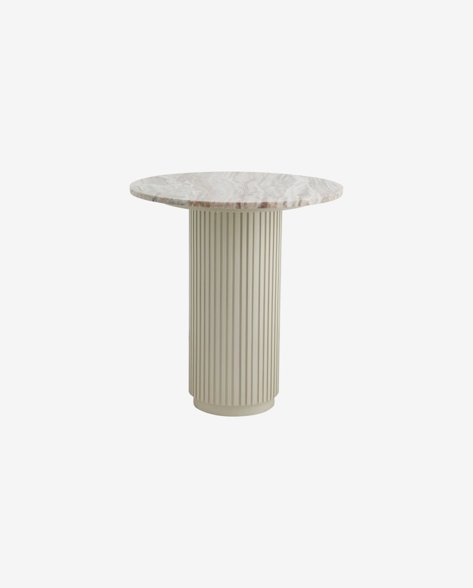 ERIE cafebord i træ og marmor - råhvid, brun, beige