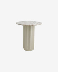 ERIE cafebord i træ og marmor - råhvid, brun, beige