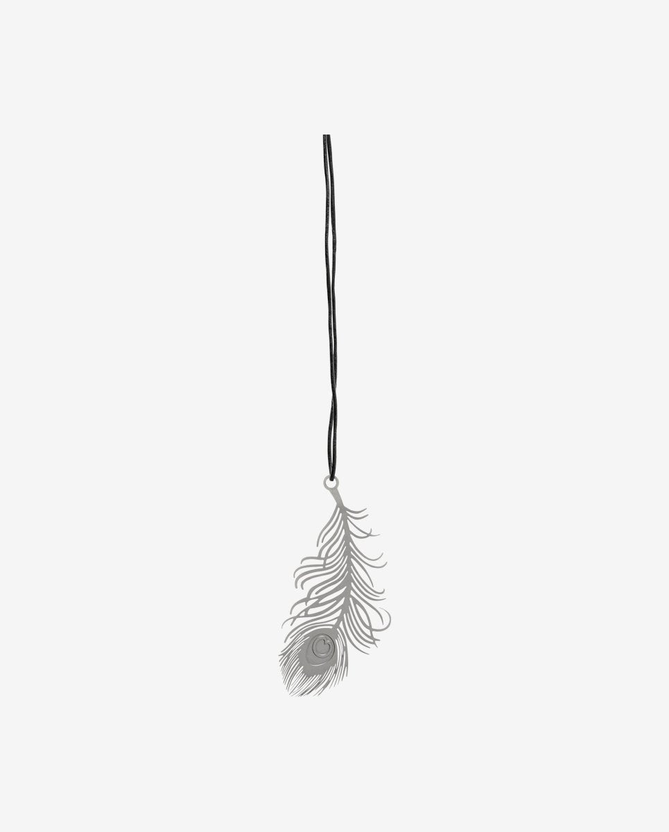 Fjer i metal - h9 cm - sølvgrå