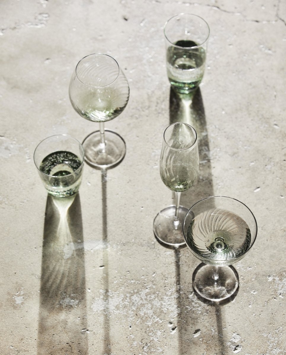 GARO champagneglas - h27,5 cm - klar glas/grøn