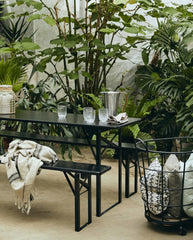 Havesæt med bord og bænke - 220x60 - sort