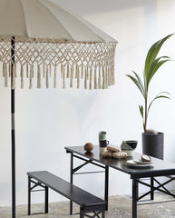Havesæt med bord og bænke - 220x60 - sort