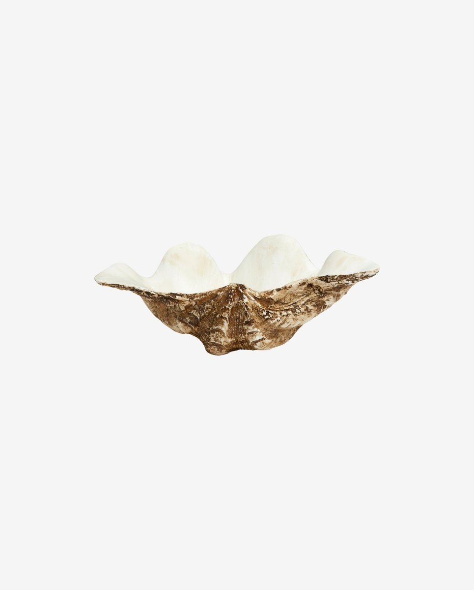 KICHI muslingeskal til dekoration - small - L26 cm - hvid/brun