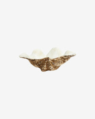 KICHI muslingeskal til dekoration - small - L26 cm - hvid/brun
