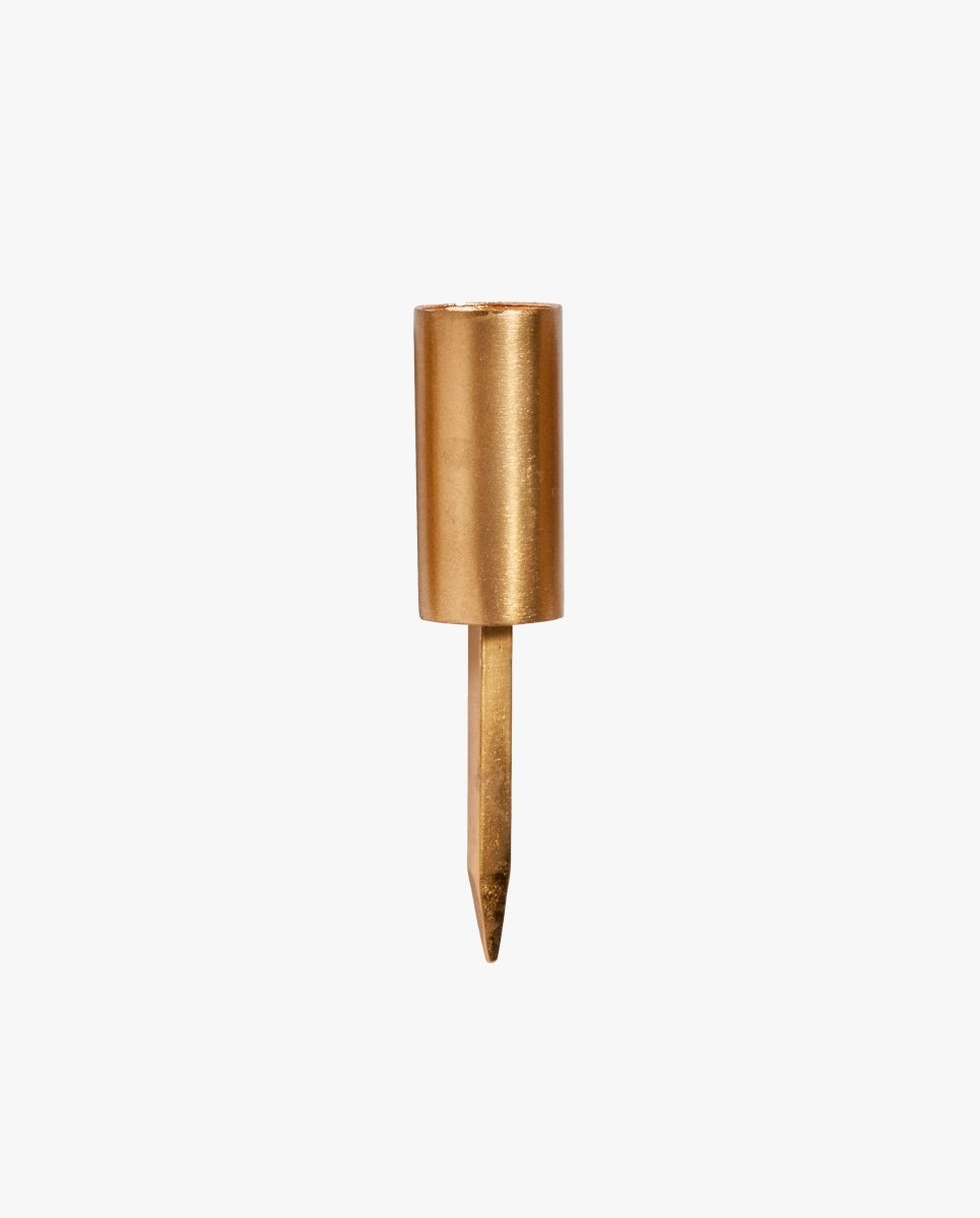 KURA lysholder i jern med spyd - h12 cm - guld finish