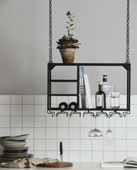 LOFT køkkenhylde i jern t/ophæng - 65x30 cm - sort