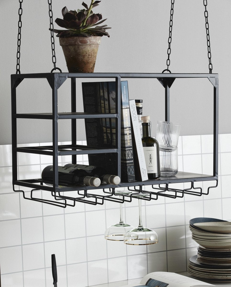 LOFT køkkenhylde i jern t/ophæng - 65x30 cm - sort